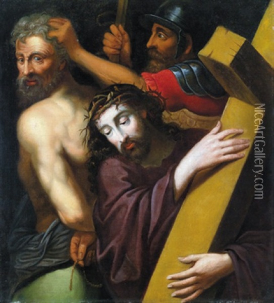Die Kreuztragung Christi - Cristo Portacroce Oil Painting - Michiel Coxie the Elder