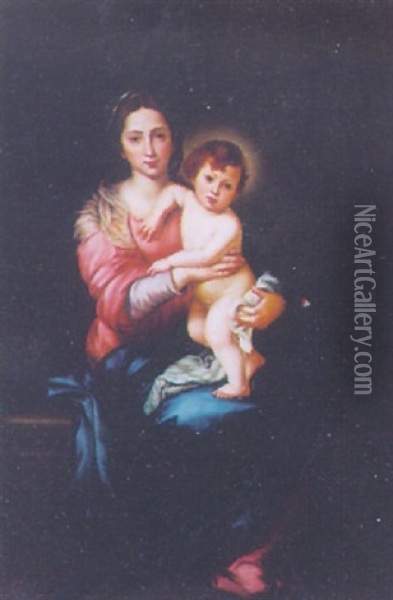 The Virgin With The Infant Christ Standing Oil Painting - Bartolome Esteban Murillo