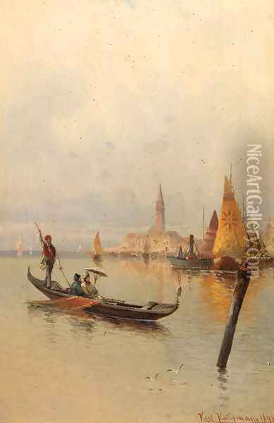Boating on the Laguna, Venice Oil Painting - Karl Kaufmann