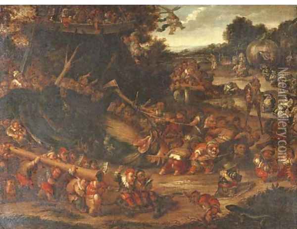 Dwarves in a landscape Oil Painting - Faustino Bocchi