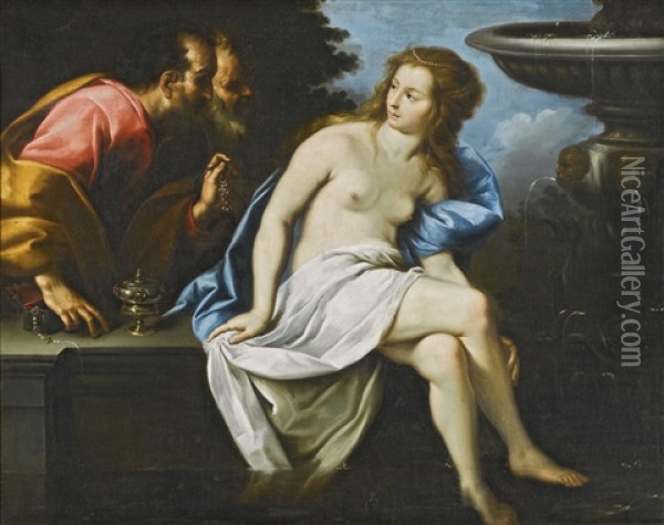 Susanna And The Elders Oil Painting - Carlo Francesco Nuvolone