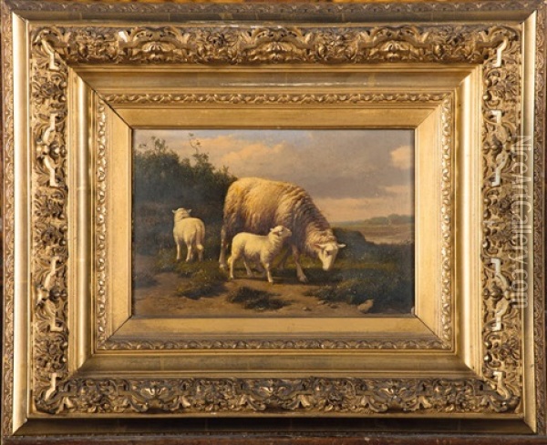 Moutons Au Pre Oil Painting - Theo van Sluys