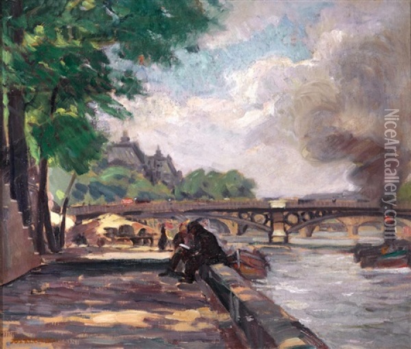 Pont De Solferino Oil Painting - Joseph Kleitsch