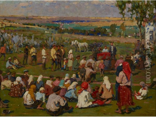 In The Village Oil Painting - Efim M. Cheptsov