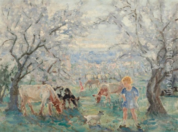 Spring In The Orchard Oil Painting - Marie Tuck