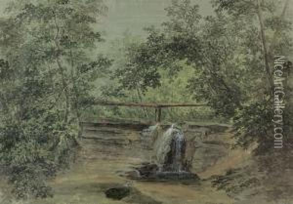 Waldlandschaft Mit Quelle. Oil Painting - Heinrich Maurer