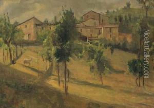 Vigneto Con Pastorella Oil Painting - Egidio Riva