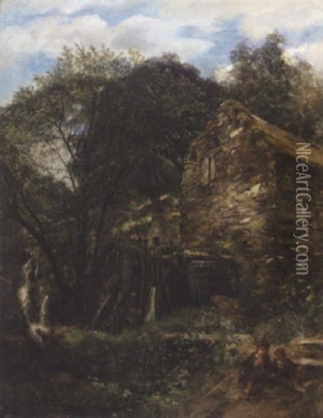 An Old Watermill, North Wales Oil Painting - Alexander Fraser the Younger
