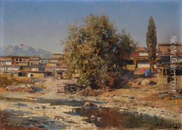 Village En Crimee Oil Painting - Ivan Augustovitch Veltz