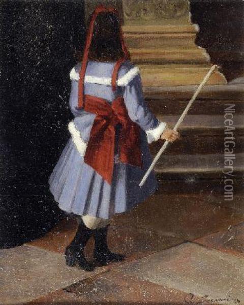 Bambina Oil Painting - Adriano Cecioni