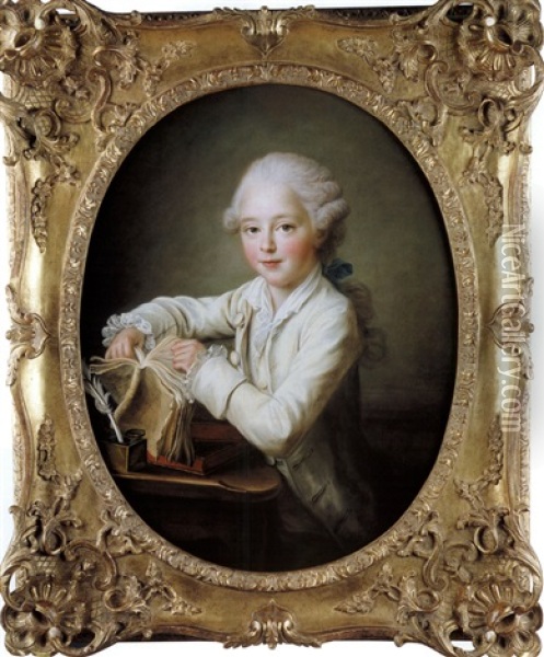 Portrait Des Marquis De Briges Oil Painting - Francois Hubert Drouais