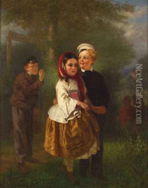 Two's Company, But Three Is Not Oil Painting - John George Brown