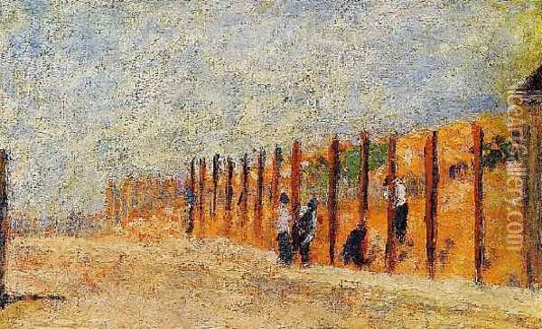 Peasants Driving Stakes Oil Painting - Georges Seurat