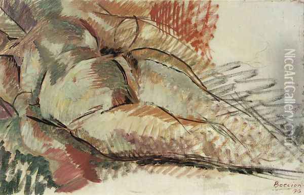 Nudo Simultaneo Oil Painting - Umberto Boccioni