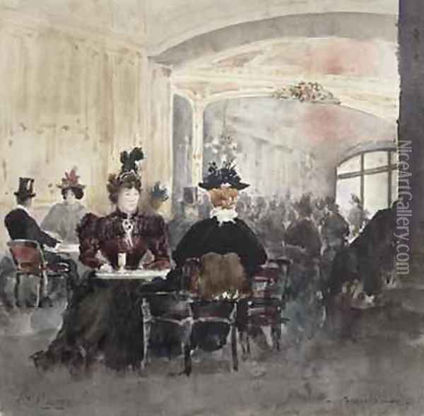 Interior of the Concert Rouge Oil Painting - Henri Laurent Mouren