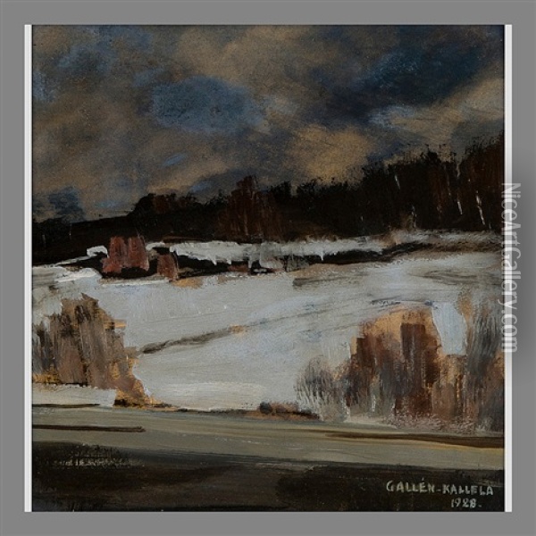 The First Snow, Korpilahti Oil Painting - Akseli Valdemar Gallen-Kallela