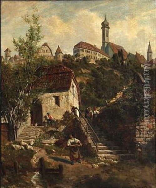 Street View From Munich Oil Painting - Otto von Ruppert