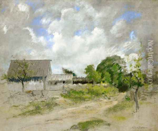 Farm Scene Oil Painting - John Henry Twachtman