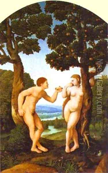Adam And Eve 1540 Oil Painting - Jan Van Scorel
