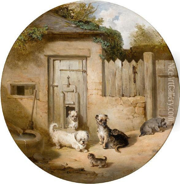 Dogs Belonging To The Duchess Of Richmond & Gordon Oil Painting - James Cassie