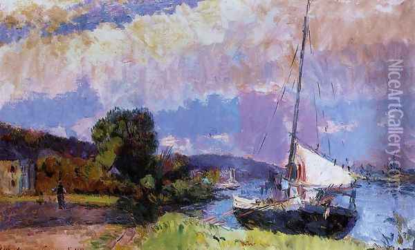 The Banks of the Seine: Caumont in Summer Oil Painting - Albert Lebourg