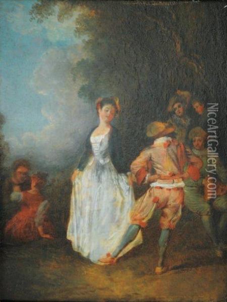 Le Menuet Oil Painting - Watteau, Jean Antoine