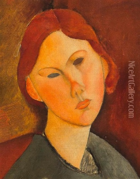 Annie Bjarne(portrait De Anne Bjarne) Oil Painting - Amedeo Modigliani