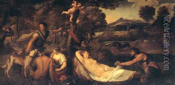 Jupiter and Anthiope (Pardo-Venus) 1540-42 Oil Painting - Tiziano Vecellio (Titian)