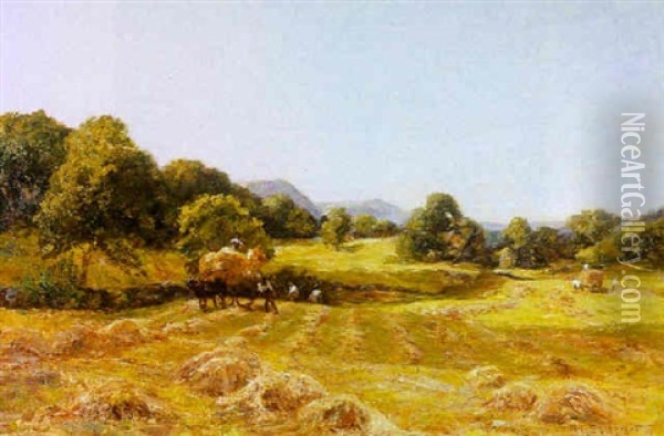 Harvesting The Barley Oil Painting - Richard Gay Somerset