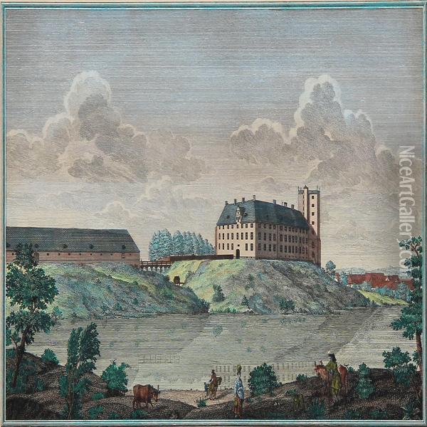 Prospect Af Det Kongel. 
Slott Ved Codingen Oil Painting - Johan Jacob Bruun