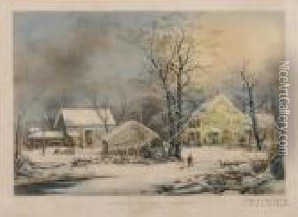 Winter In The Country Oil Painting - Currier & Ives Publishers