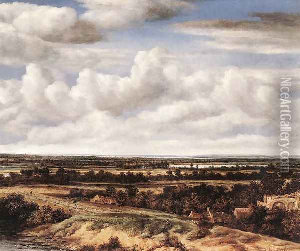 An Extensive Landscape with a Road by a Ruin 1655 Oil Painting - Philips Koninck