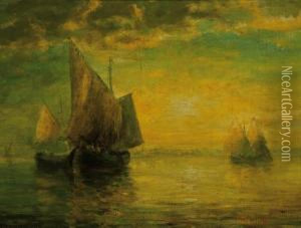 ''a Golden Sunset'' Oil Painting - George Herbert McCord
