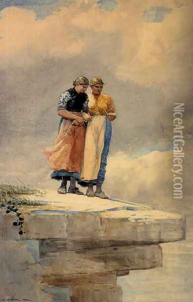 Looking over the Cliff Oil Painting - Winslow Homer