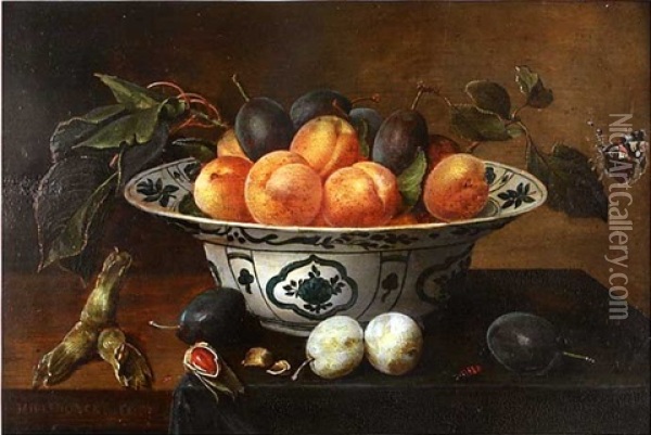 Nature Morte Aux Fruits Dans Une Corbeille Oil Painting - Jacob van Hulsdonck