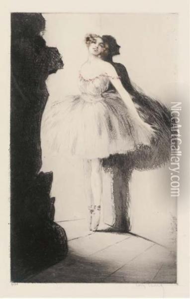Ballerina In The Wings Oil Painting - Louis Icart