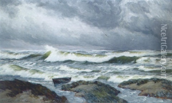 Bolgerne Brydes Ved Skagen Strand Oil Painting - Carl Ludvig Thilson Locher