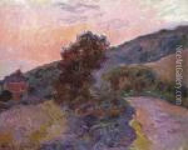 Coucher De Soleil A Giverny Oil Painting - Claude Oscar Monet