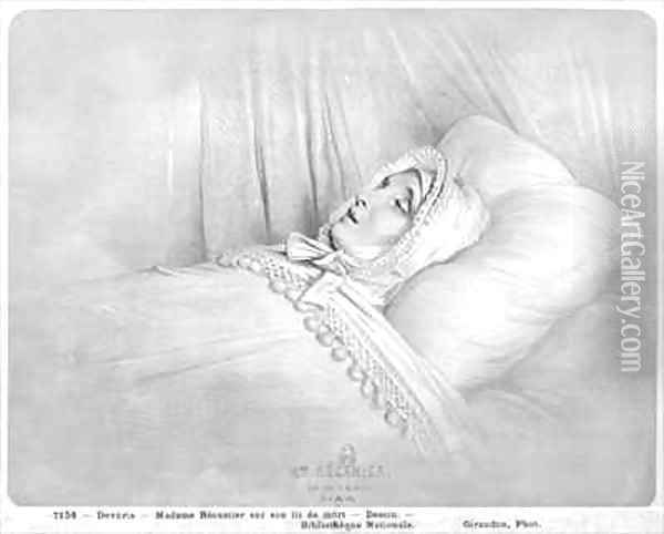 Madame Recamier 1777-1849 on her deathbed Oil Painting - Achille-Jacques-Jean-Marie Deveria