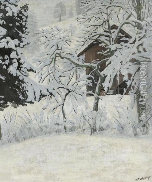 Winterlandschaft Mit Bauernhaus Oil Painting - Karl Friedrich Schobinger