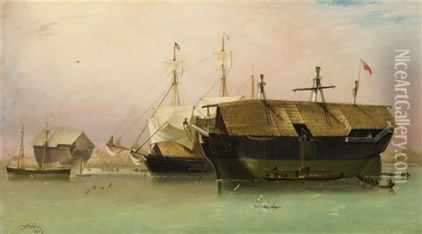 Unloading The Cargo Ship Oil Painting - Thomas Valentine Robins
