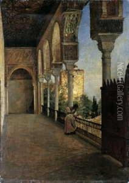 In Der Alhambra, Granada. Oil Painting - Felix Possart
