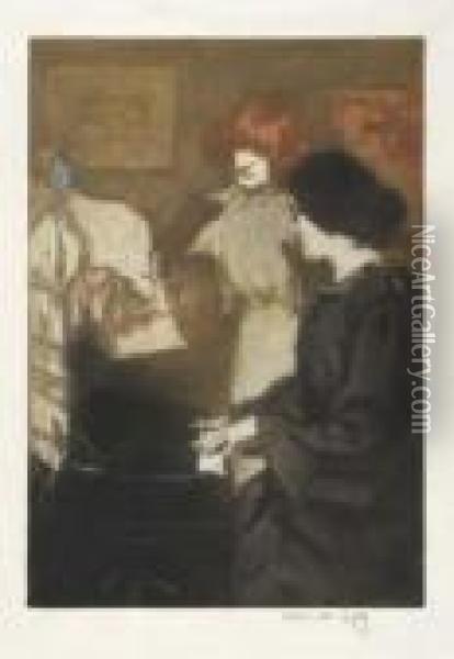 Femme Au Piano Oil Painting - Manuel Robbe