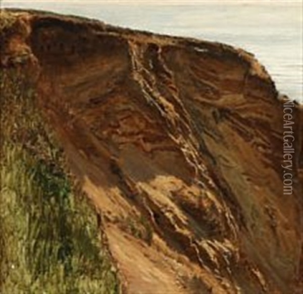 Cliff At Moesgaard Strand Oil Painting - Janus la Cour