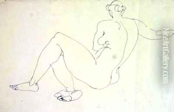 Reclining Female Nude from Back Oil Painting - Henri Gaudier-Brzeska