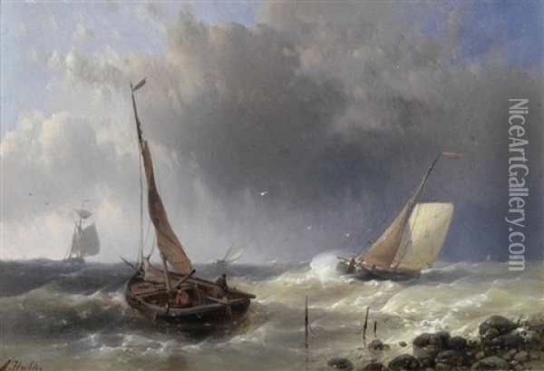 Off The Dutch Coast Oil Painting - Abraham Hulk the Elder