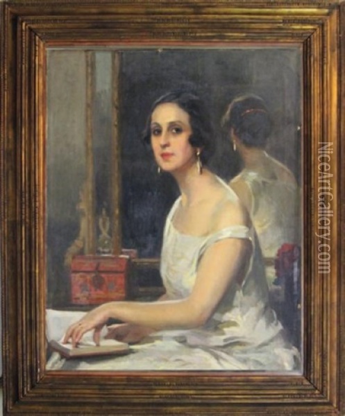Portrait De Mademoiselle Dresch, Epouse De Georges Reynald, Senateur De L'ariege Oil Painting - Cyprien Eugene Boulet