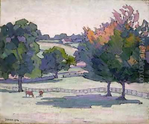 Maples at Cuckfield, Sussex Oil Painting - Robert Polhill Bevan