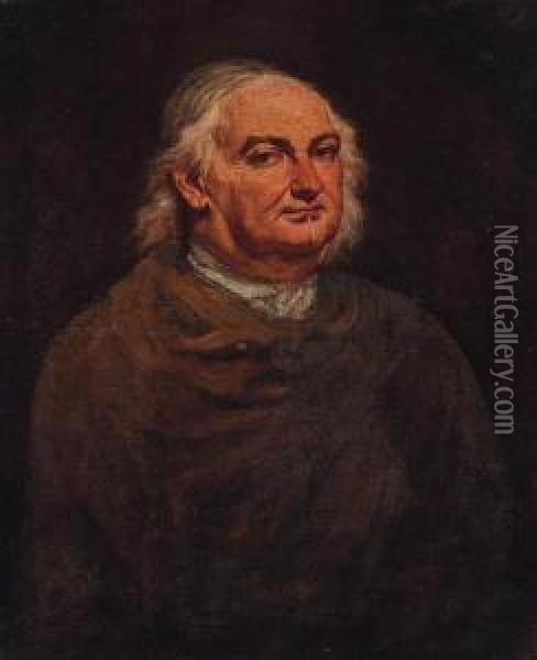Portrait Of A Gentleman, Half-length, Wearing A Brown Cloak Oil Painting - Giacomo Ceruti (Il Pitocchetto)