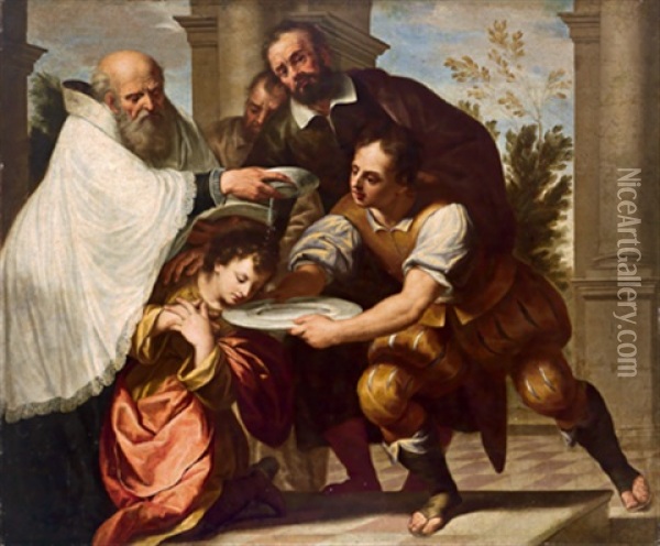 Die Taufe Eines Knaben Oil Painting - Lodovico (Il Cigoli) Cardi